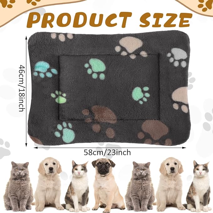 Tuanse 4 Pack Ultra Soft Dog Cat Bed Mat Small Animal Guinea Pig Bed with Cute Print Reversible Fleece Dog Crate Kennel Pad Cozy Washable Thickened Hamster Pet Beds Mat(23 x 18 Inches,Black)