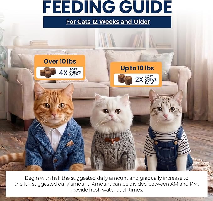 Calming Soft Chews for Cats Stress & Anxiety 60 Count
