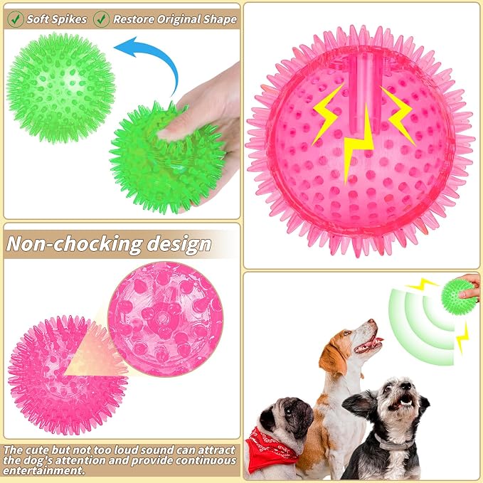 12 Pcs 4.5 in Squeaky Dog Toy Balls Spiky Dog Balls Chew Toy for Teething Durable High Bounce TPR Fetch Toy 9 Colors Water Toy for Large Medium Dogs Aggressive Chewers Clean Teeth and Training