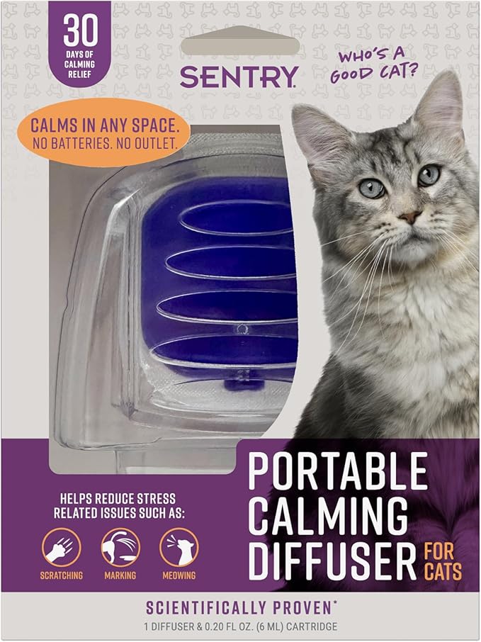 Sentry Behavior Portable Calming Diffuser for Cats, Reduces Response to Normal Stress and Bad Behavior with Calming Pheromones, Easy-to-use Portable Design, 30 Day Release