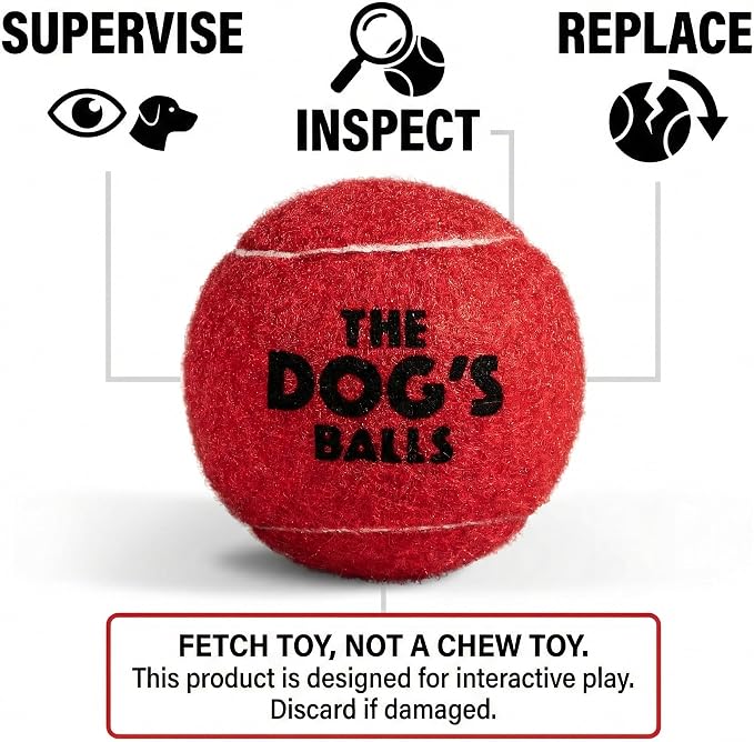The Dog's Balls Dog Tennis Balls Tough 2.5" 12-Pack Red Floats in Water | Our fetch balls combine non-abrasive felt exterior and a thicker rubber core Durable Dog Toy for Outdoor Play & Training