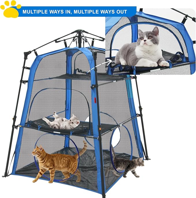 Cat Tower Tent,Outdoor Patio Cat Enclosures with Breathable Mesh,Indoor Playpen Portable Exercise Tent