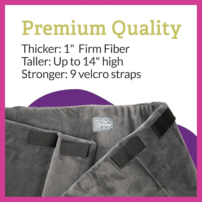 Pet Dreams Dog Crate Bumper & Mat Set- Patented Comfy Liner & Dog Tail Protector for Inside Crate, fits iCrate Cages 18, 24, 30, 36, 42, 48 Inches (Denim, Medium, 30“)