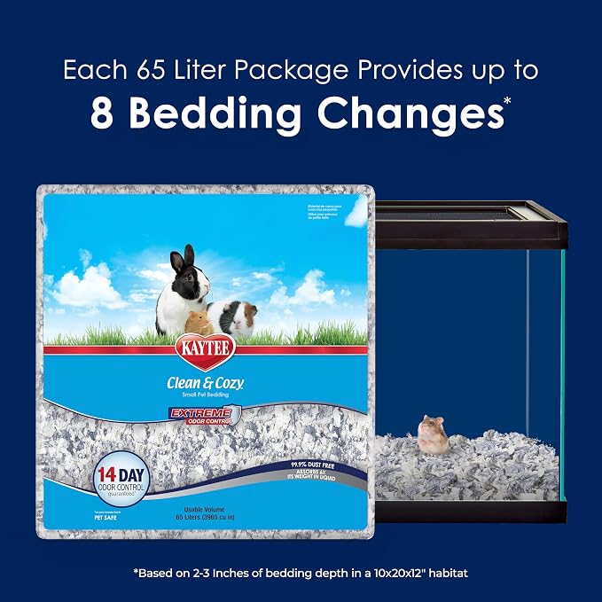 Kaytee Clean & Cozy Extreme Odor Control Bedding, Made for Small Animals, 65 Liters