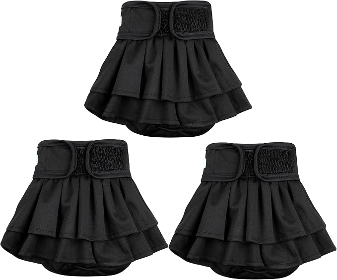 wegreeco Dog Diapers Female (3 Pack), Highly Absorbent Dog Diapers for Female Dogs Washable in Heat, Incontinence, or Excitable Urination (Black, Large)