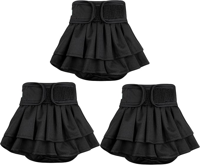 wegreeco Dog Diapers Female (3 Pack), Highly Absorbent Dog Diapers for Female Dogs, Washable in Heat, Incontinence, or Excitable Urination (Black, Medium)