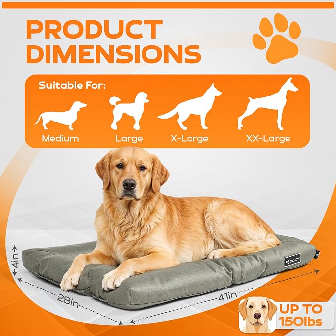 Dog Crate Mat – Chew Resistant Dog Bed for Crate, Soft Yet Durable Crate Pad Chew Proof, Machine Washable Dog Bed for Chewers, Multiple Sizes (Xtra-Large)