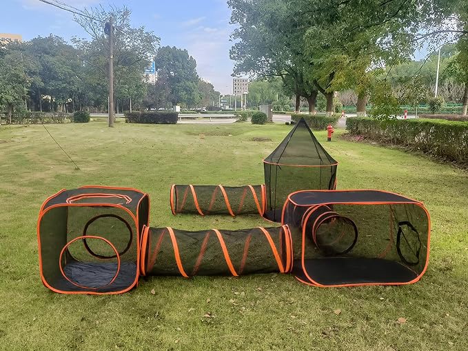 6 in 1 Cat Enclosure Cat Tunnel for Outside Rabbit and Small Animals Tent with Carry Bag