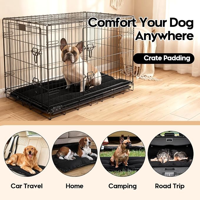 MABOZOO Chew-Proof Dog Bed with Metal Rivets, Durable Kennel Mat for Aggressive Chewers, Waterproof Crate Pad with Shredded Foam Fill for Large Dogs, (Indoor/Outdoor Use)