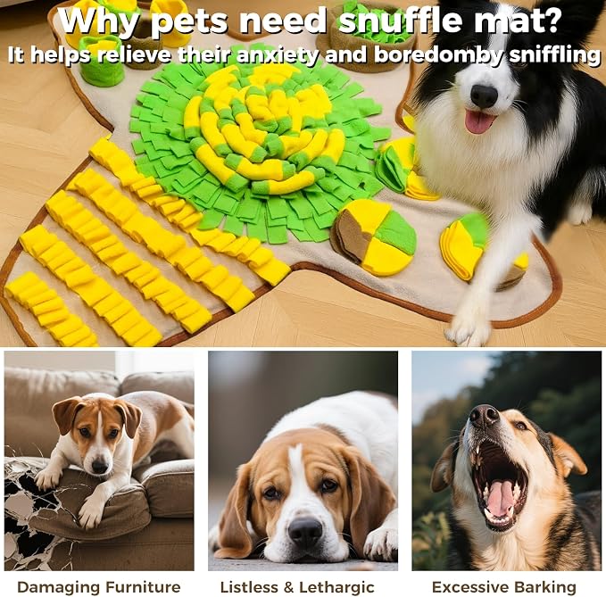Snuffle Mat for Dogs Large Breed & Small, 27"x27" Interactive Puzzle Dog Food Mat Encourages Natural Foraging Skills, Dog Enrichment Toy for Brain Stimulation & Slow Feeding Game & Anxiety Relief