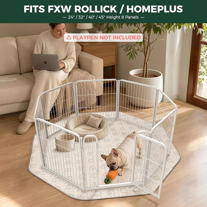 FXW Washable Pee Pads for Dogs, Puppy Pads with Super Absorbent, Specifically Designed for FXW Rollick/Homeplus 24inch 8 Panels Dog Playpen, 29" Octagon, Khaki, 1 Pack
