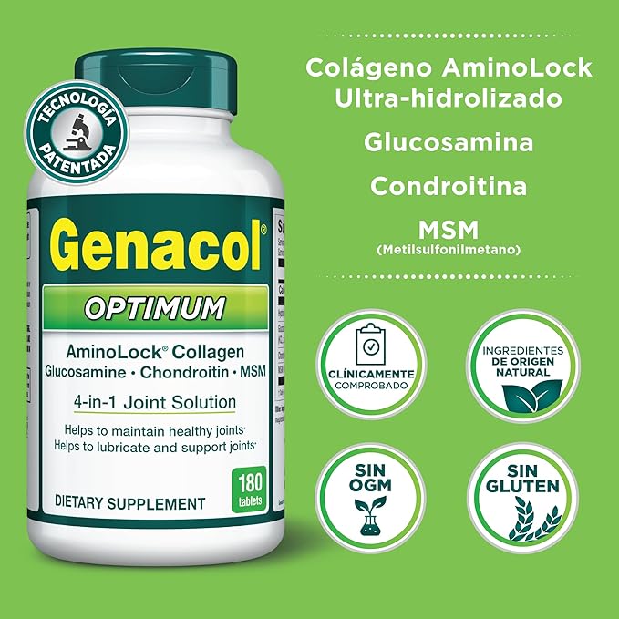 Genacol Optimum – Glucosamine, Chondroitin, MSM & Ultra-Hydrolyzed Collagen Joint Supplement, Complete Formula for Joints and Cartilage, 180 Tablets (60-Day Supply)