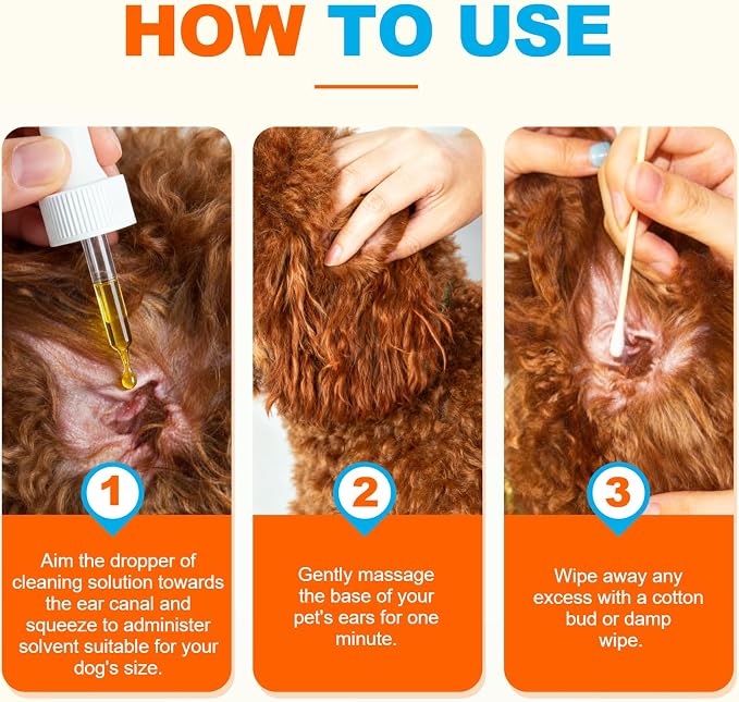 Dog Ear Cleaner and Infection Treatment,Natural Ear Drops for Dogs, Gentle Relief for Itching, Irritation, Wax Build-Up & Infections,Safe Ear Cleaning Solution for All Breeds & Ages
