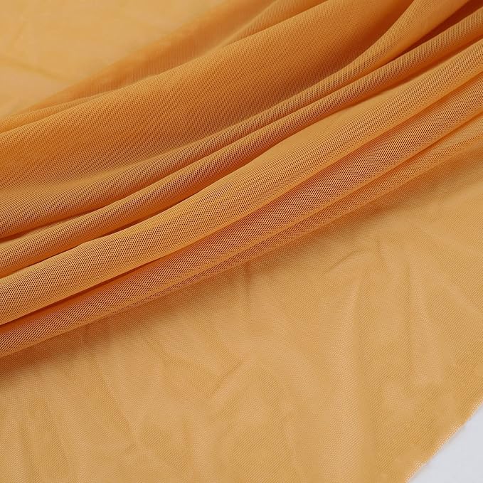 Superfine 4-Way Stretch Net Fabric Nylon Spandex Power Mesh Lightweight Sheer 60" Wide, a Continuous 5 Yards (Turmeric)