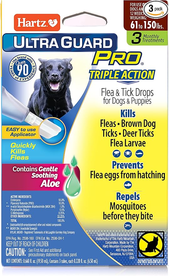 Hartz UltraGuard Pro Flea & Tick Topical Dogs & Puppies Treatment & Prevention, 3 Months, 61 - 150 lbs
