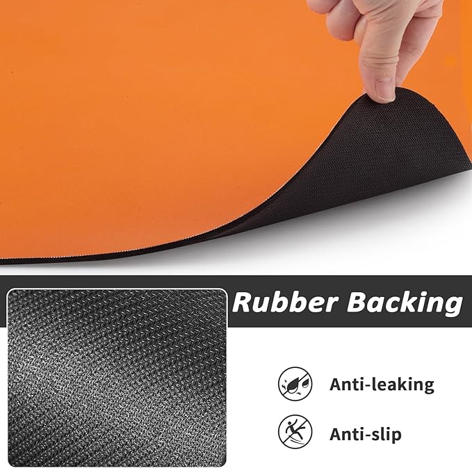 HotLive Dog Food Mat - Absorbent Cat Mat for Food and Water, No Stains Pet Feeding Bowl Mat, Easy to Clean Pet Placemats, Quick Dry Dog Water Dispenser Mat for Messy Drinkers | Paw Orange 12"x 19"