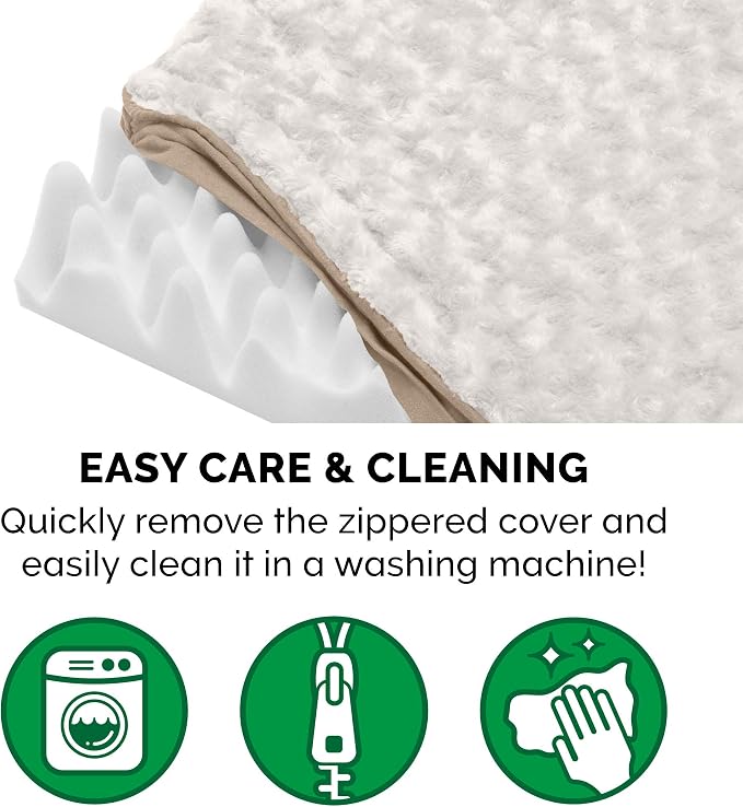 Furhaven Orthopedic Dog Bed for Large Dogs w/ Removable Washable Cover, For Dogs Up to 95 lbs - Ultra Plush Faux Fur & Suede Mattress - Cream, Jumbo/XL