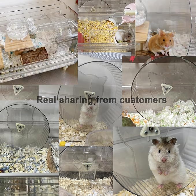 Silent Hamster Wheel 9.3 Inch, Quiet Spinner Running Wheel with Adjustable Stand & Non-Slip Track – Ideal Small Animal Cage Accessories for Hamsters Gerbils Dwarf Syrian Mice