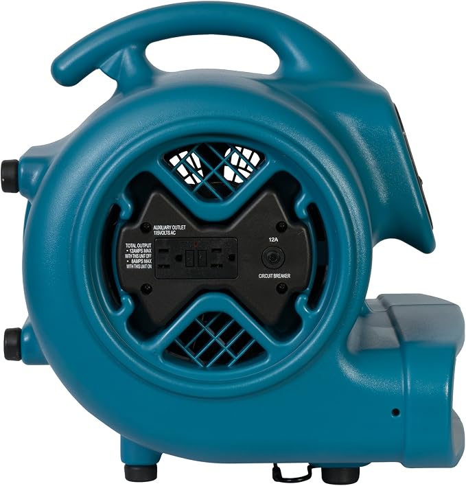 XPOWER X-600A Pro 1/3 HP 2400 CFM Centrifugal Air Mover, Carpet Dryer, Floor Fan, Blower, Daisy Chain, for Water Damage Restoration, Janitorial, Plumbing, Home Use