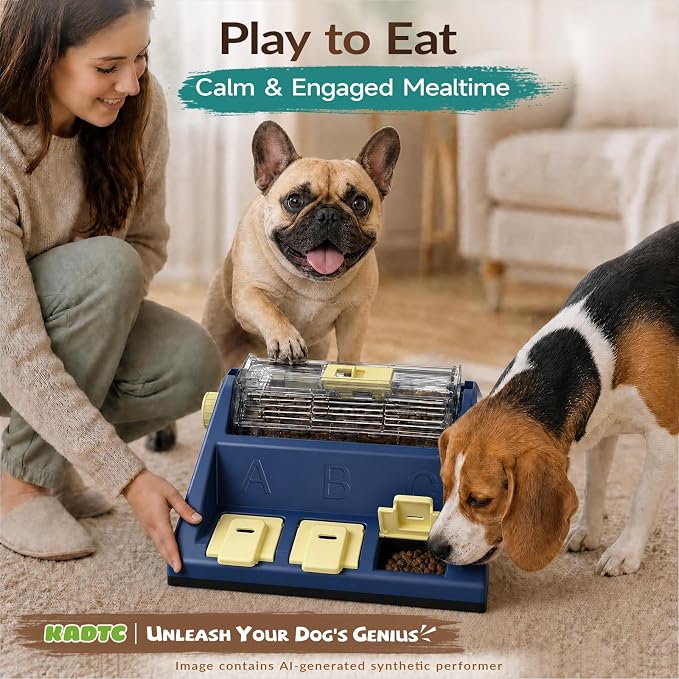 KADTC Dog Puzzle Toy, Large Size, 2 Levels of Challenge, Paw-Activated Rolling Treat Dispenser, Slow Feeder & Mental Stimulation for Small/Medium Dogs Enrichment Toys