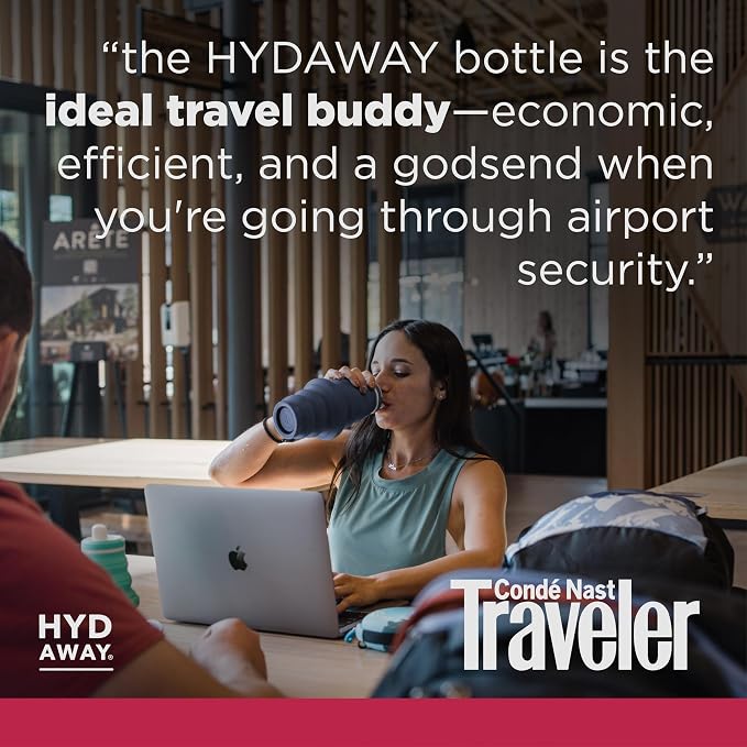HYDAWAY Travel Collapsible Water Bottle 25oz - BPA-Free, Leakproof, Lightweight, Portable & Space-Saving - Perfect for Hiking, Travel, and All-Day Hydration