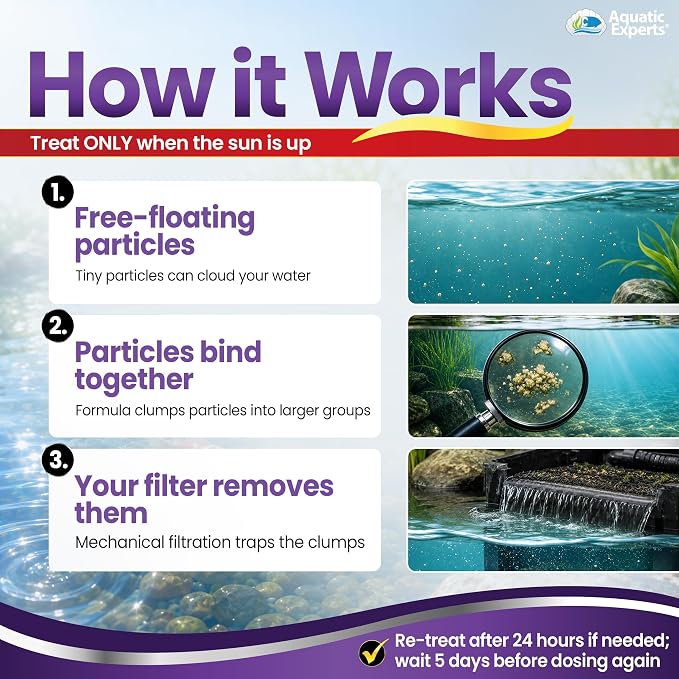 Pond KloudAway Pond Water Clarifier – Clears Cloudy Pond Water, Clumps Particles for Easy Removal, 1 Liter, Aquatic Experts