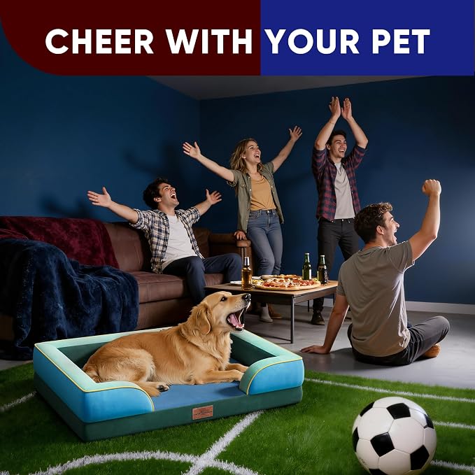 Comfort Expression Orthopedic Dog Bed for Extra Large Dogs 45x35 Inch, Waterproof Egg Crate Foam XL Pet Bed with Bolsters, Dog Couch with Washable Cover & Non-Slip Bottom, Dallas
