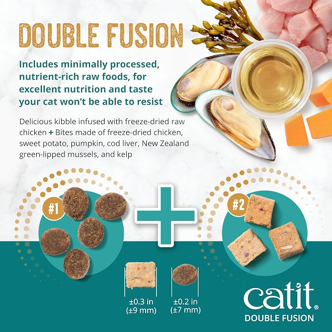 Catit Recipes Double Fusion Senior Chicken Recipe – High-Protein, Freeze-Dried Raw Meat, Nutrient-Dense for Healthy Senior Cats, Fresh Chicken, No Corn, Wheat, Soy, or by-Products, 10 lb