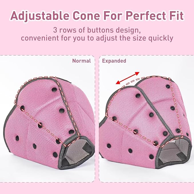 Dog Cone Collar After Surgery,Adjustable Soft Dog Cat Recovery Collar to Stop Licking Wounds,Comfortable Light-Weight Elizabethan Collar for Dogs Anti-Bite Lick Protective Wound,Pink,S