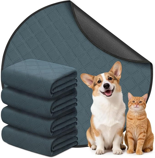 Siedihit Washable Reusable Pet Pee Pads, Absorbent Non-Slip Training Mat for Dog Cat Rabbit Puppy Kitten, Whelping Playpen Crate Bed Cage Home Indoor Outdoor (Medium - 4pack, Round)