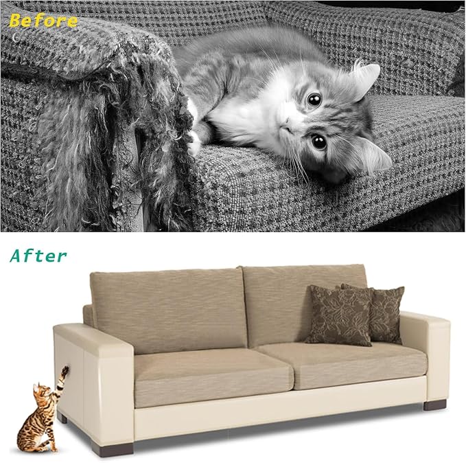 Anti Cat Scratch Furniture Protector, Transparent Self-Adhesive Couch Furniture Protectors from Cats Scratching Claws, Cat Scratch Couch Protector (17.5"X17.5")