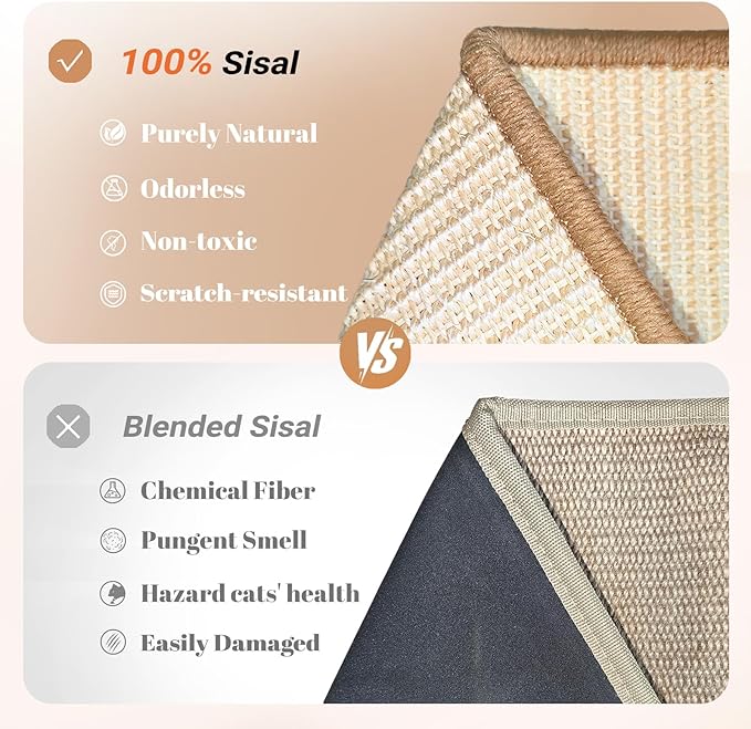 CHEERHOME PETS Cat Scratcher, Sisal Scratching Pad for Indoor Wooden Interactive Cat Puzzle Toy with Ball for Kitten Mental Stimulation Self Play Home Enrichment and Physical Exercise