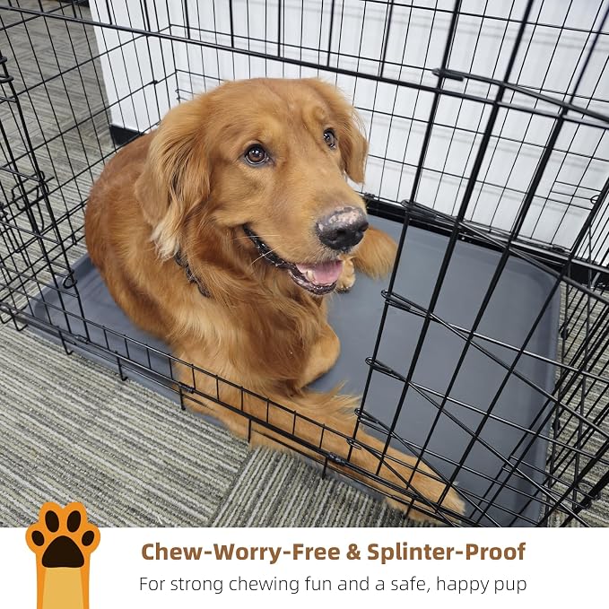 2-Pack 22.8 × 34.6 Inch Silicone Dog Crate Tray - Heavy Duty Replacement Pan & Non-Slip Liner for Large Crates, Durable Washable Bottom Trays, Odor Resistant (Dark Gray&Light Gray)