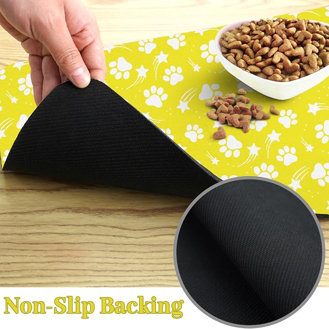 Dog Food Mat 24x32 Inch Pet Feeding Absorbent Mats for Floor Dog Cat Water Bowl Placemat Non-Slip Washable Pet Food and Water Mat