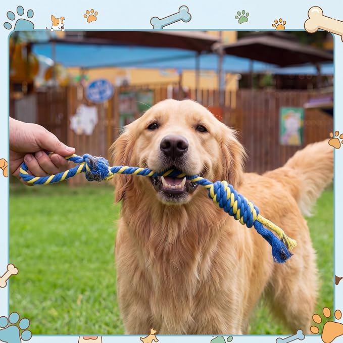 Leitee 50 Pcs Rope Dog Toy Bulk Interactive Tough Puppy Chew Toys for Small Medium Large Dogs, Teething Sturdy Cotton Puppy Chew Tug Knot Ropes Indoor Outdoor, Teeth Cleaning