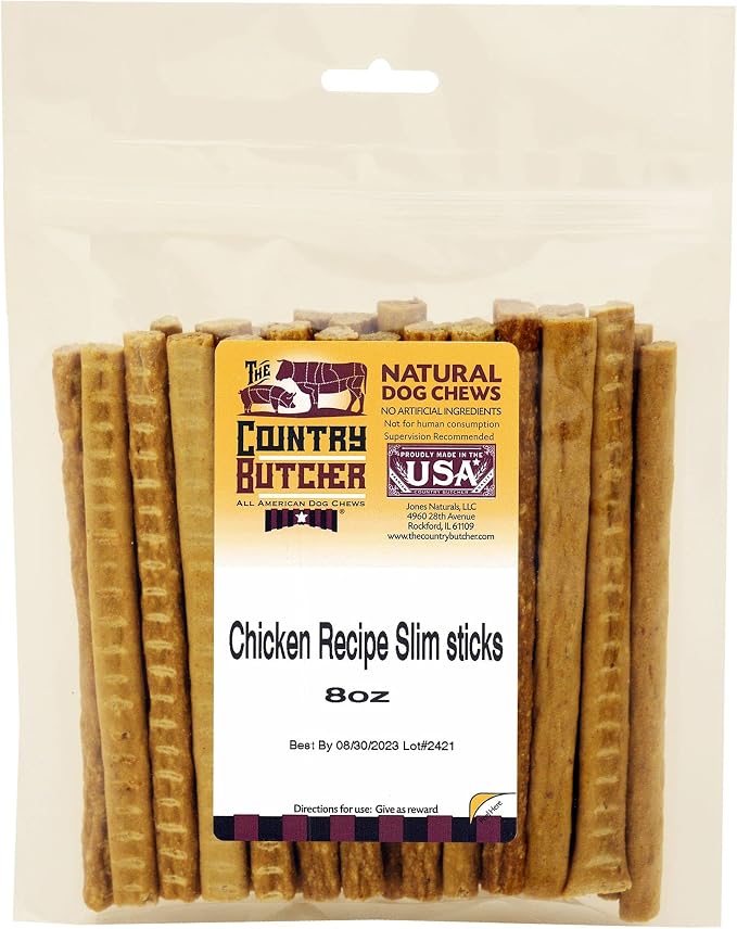 THE COUNTRY BUTCHER Chicken Recipe Sticks for Dogs, Made in USA, Natural Dog Treats, 8oz