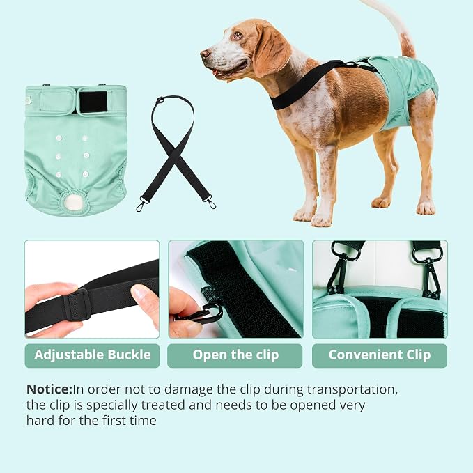 wegreeco Reusable Washable Dog Diapers Female with 1PC Suspender, Dogs Period Heat Diapers Female Heat Cycle, XL Medium Large Small Doggie Puppy Diapers for Incontinence (Large)