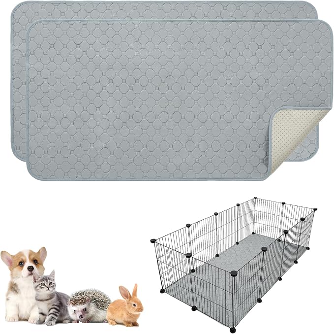 PAWCHIE Guinea Pig Cage Liners, Washable Guinea Pig Bedding for Midwest Cage 2 Pack 47"X24", Reusable Anti Slip Waterproof, Absorbent Guinea Pig Pee Pad for Small Animal, Rabbit, Bunny, Chinchilla