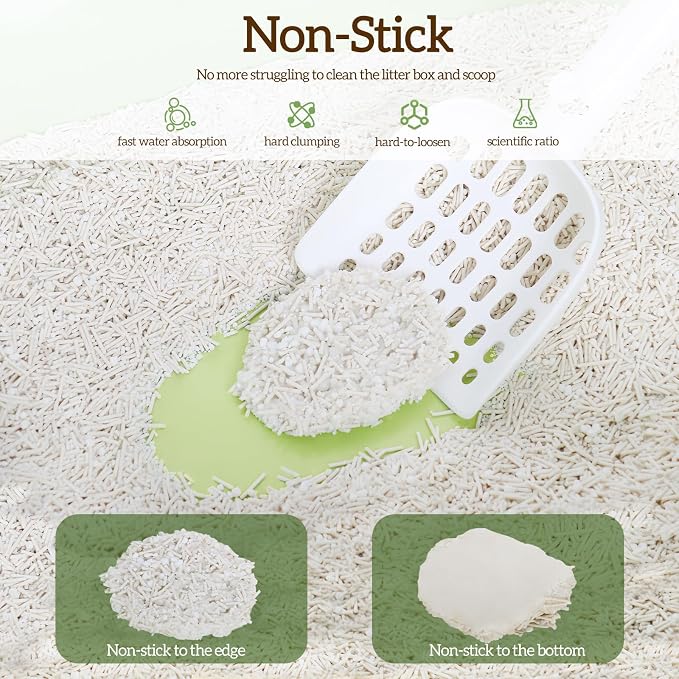 EZSKUUP Non-Stick Bottom Tofu Cassava Cat Litter, 2Pack Ultra Clumping Low Tracking Kitty Litter, Natural Biodegradable Litter, Plant Odor Control, Low Dust Easy to Scoop,18Lb
