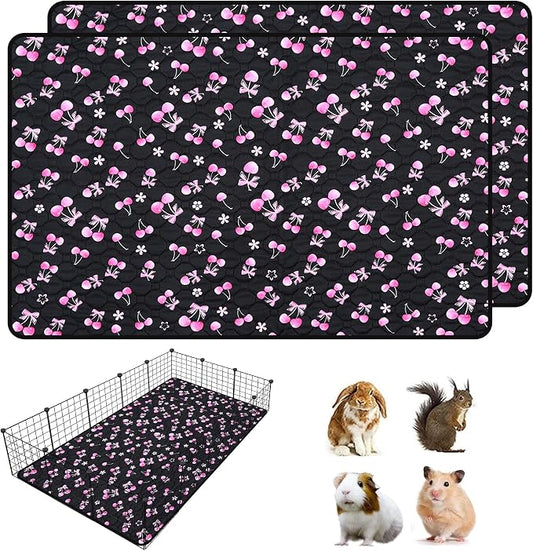 2 Pack Waterproof Guinea Pig Cage Liner, 36" x 60" Washable Reusable Guinea Pig Liner, Super Absorbent Leak-Proof Pet Pee Pad Mats for Guinea Pigs Rabbit Chinchilla Bunny Hamster