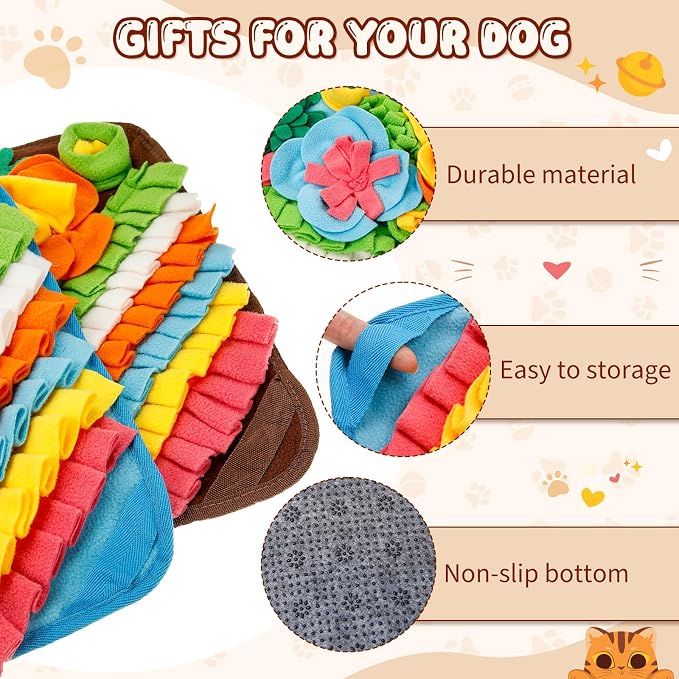 Yinkin 2 Pack Snuffle Mat for Dogs Slow Feeding Mat for Small Medium Breed Dogs Puppy 15.4 x 15.4 Inches Slow Feeder Toy Dog Interactive Nosework Toy Encourages Natural Foraging Skills (Classic Style)