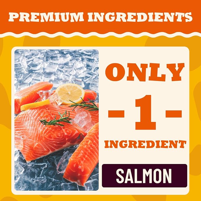 Freeze Dried Salmon Treats for Dogs, Single Ingredient Dog Treat with Salmon Wild Caught & Omega-3, High Protein & Grain Free Puppy Training Treats & Food Toppers 2.5oz