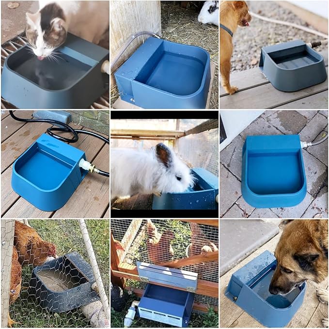 NAMSAN Outdoor Automatic Dog Water Dispenser, Large Water Bowl for All Kinds of Animals, Auto Refill Waterer for Pet Livestock, Water Trough Include Multi-Functional Adapter, Fit GHT Faucet