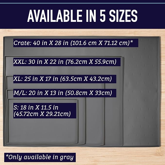 Leash Boss Dog Food Mat - Waterproof Cat & Dog Bowl Mat for Food and Water, Silicone Pet Feeding Mats for Floors, Non-Slip Placemat with High Edges, Puppy Essentials (Small: 18"x11", Black)