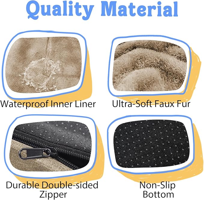 Chez Paw Orthopedic Dog Bed for Medium & Large Dogs, Waterproof Egg-Crate Foam Dog Bed with Removable Washable Cover, 4-Sided Bolster Support & Non-Slip Bottom, Brown 36"x27"x7"