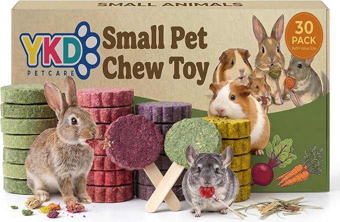 YKD Natural Timothy Hay Cookie Sticks Chew Toys for Teeth, Chew Toy Refill, Bunny Chew Treats for Rabbits, Guinea Pigs, Chinchillas (Multicolour - Mixed)