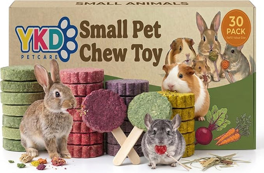YKD Natural Timothy Hay Cookie Sticks Chew Toys for Teeth, Chew Toy Refill, Bunny Chew Treats for Rabbits, Guinea Pigs, Chinchillas (Multicolour - Mixed)