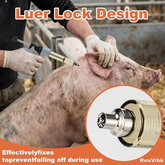 25ml Semi-Auto Repeating Livestock Syringe Gun, 5 Dose Settings | Ergonomic Grip, Clear Barrel & Luer Lock, Vet Injector for Cattle, Horses, Goats, Sheep & Pigs