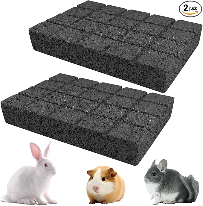 Hamiledyi 2PCS Rabbit Scratching Pads Bunny Lava Grinding Claw Pads Small Animal Foot Pads Hamster Scratch Board Chew Toys for Gerbil Chinchilla Hedgehog Guinea Pig Cage Accessories