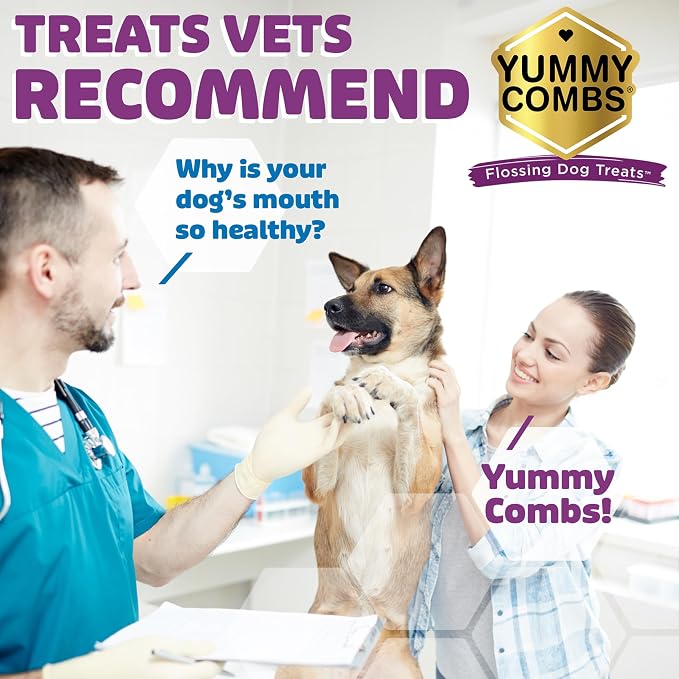 Yummy Combs Dog Dental Treats – Vet VOHC Approved – Delicious Chicken Protein – Removes Tartar with Cleaning Comb Shape – Dental Dog Treats for Extra Large Dogs (36oz, 18 Count)